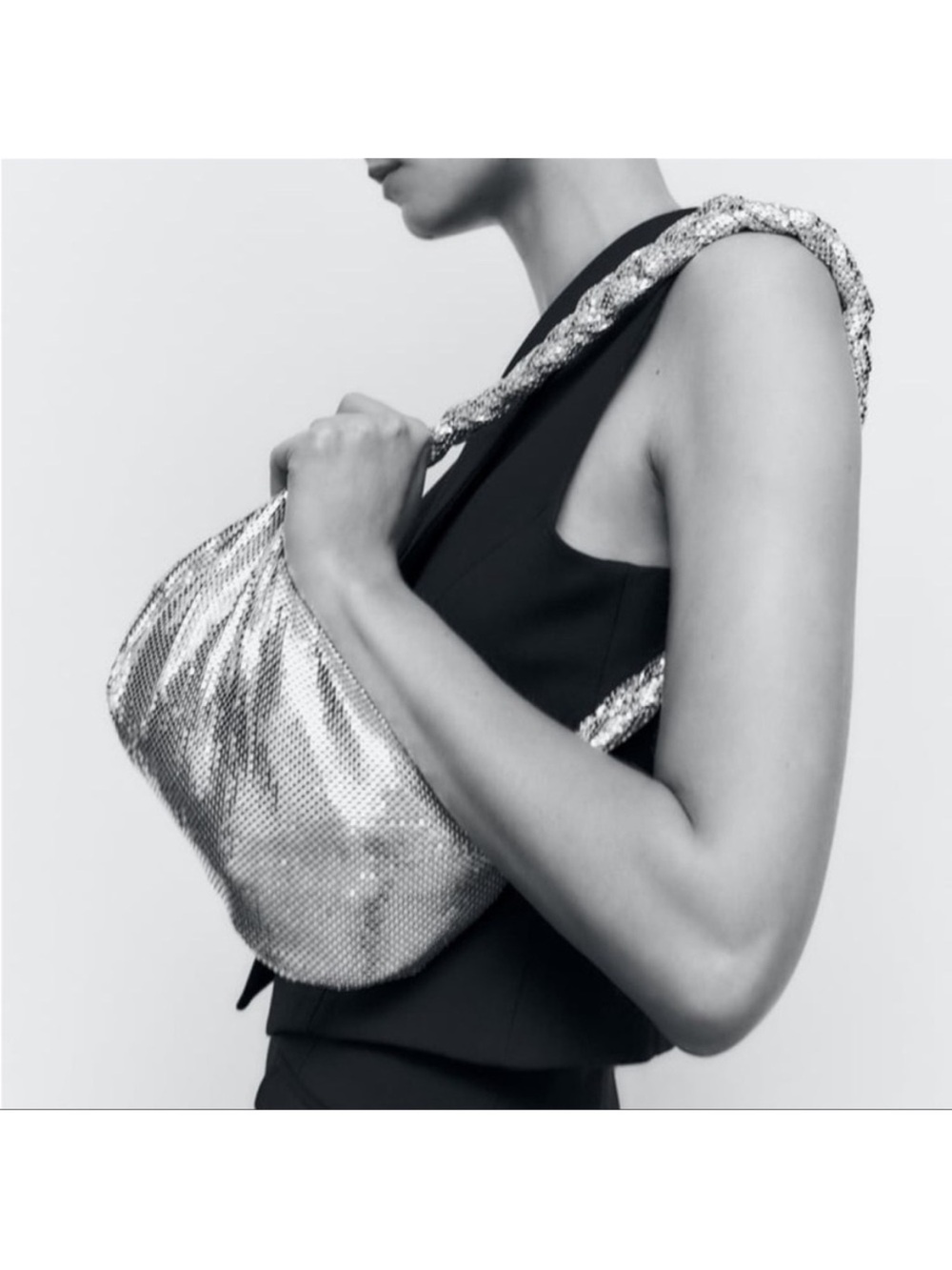 Zara Silver Sparkly Shoulder Bag
